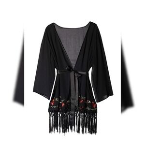 Bette Page Embroidered Tassel Kimono Size 14